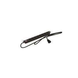 Блок розеток 19", 1U, 8 гнезд (Schuko), 16А, с LED выкл., черн., каб. 2,5м, Hyperline SHE19-8SH-SR-2.5AIEC