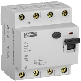УЗО ВД1-63 4Р 50А 30мА GENERICA MDV15-4-050-030