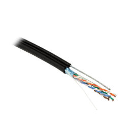 Кабель FTP 4 пары, Кат.5e, внеш., 0,51мм, PE, чёрный, 500м, Hyperline FUTP4-C5E-S24-2SW-OUT-PE-BK-500