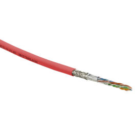 Кабель SF/UTP 4 пары, Кат.5e, внутр., 0,51мм, PVC, красный, 305м, Hyperline SFUTP4-C5E-S24-IN-PVC-RD-305