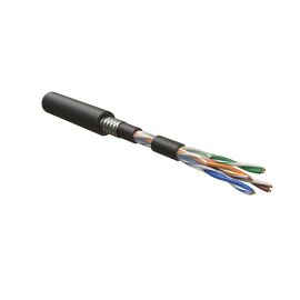 Кабель UTP 4 пары, Кат.5e, внеш., 0,51мм, PE, бронир, черн, 1000м, Hyperline UUTP4-C5E-S24-ARM-OUT-PE/PE-BK