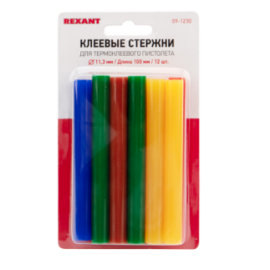 Стержень клеевой D=11мм, L=100мм, цветные, уп.12шт., REXANT 09-1230