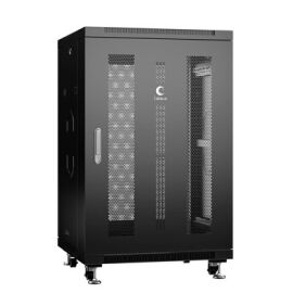 Шкаф напольный 19" 18U 600х600х988мм, перед. и задн. дверь метал. с перф.,Cabeus ND-05C-18U60/60-BK