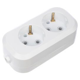 Розетка 2-х местная с з/к 10А, белая, REXANT 11-8702