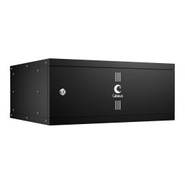 Шкаф настенный 19" 4U 550X450X230мм, LIGHT, дверь металл, черный, Cabeus WSC-05D-4U55/45m-BK