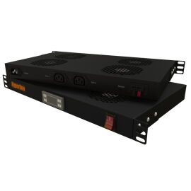 Модуль вентиляторный 19", 1U, 4 вентилятора, с термостатом, черный, Hyperline TRFA-MICR-4F-RAL9004