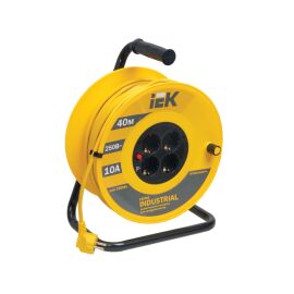 Удлинитель на катушке с т/з, 4 места, 2Р+PЕ/40м, 3х1,0мм2, IEK WKP14-10-04-40