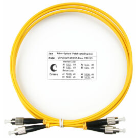 Шнур оптический FC/UPC-FC/UPC, SM, 1.5м, Duplex, желтый, Cabeus FOP(d)-9-FC-FC-1,5m
