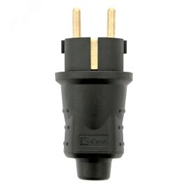 Вилка прямая, 230В, 16A, 2P+PE, IP44, каучуковая, EKF RPS-011-16-230-44
