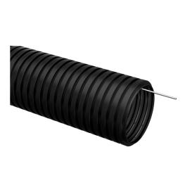 Труба гофрированная ПНД с протяжкой, d25мм, 25м, черная, IEK CTG20-25-K02-025-1