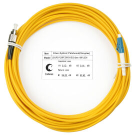 Шнур оптический LC/UPC-FC/UPC, SM, 15м, Simplex, желтый, Cabeus FOP(s)-9-LC-FC-15m