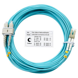 Шнур оптический LC/UPC-SC/UPC, МM, 50/125, OM3, 15м, Duplex, бирюз., Cabeus FOP-50-LC-SC-15m