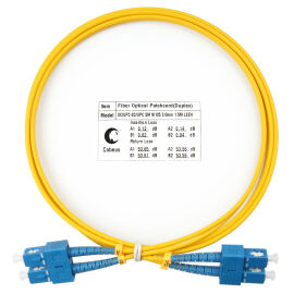 Шнур оптический SC/UPC-SC/UPC, SM, 1.5м, Duplex, желтый, Cabeus FOP(d)-9-SC-SC-1,5m