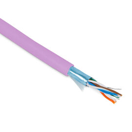 Кабель FTP 4 пары, Кат.5e, внутр., 0,48мм, PVC, розовый, 100м, Hyperline FUTP4-C5E-P26-IN-PVC-PK-100
