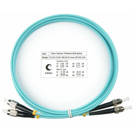 Шнур оптический FC/UPC-ST/UPC, МM, 50/125, OM3, 1.5м, Duplex, бирюз., Cabeus FOP-50-FC-ST-1,5m