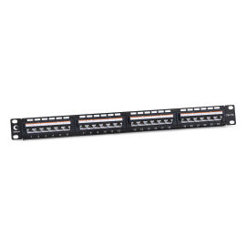 Патч-панель 1U, 19", 24хRJ45, UTP, кат.5e, угол портов 45 град., Cabeus PLAN-24-Cat.5e-Dual IDC
