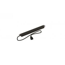 Блок розеток 19", 1U, 12 гнезд, вход C13, 16А, черный, кабель 2,5м, Hyperline SHE19-12IEC-2.5AIEC