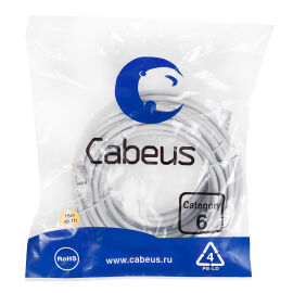 Патч-корд FTP 4 пары, Кат.6, 2xRJ45, 15м, серый, LSZH, Cabeus PC-FTP-RJ45-Cat.6-15m-LSZH