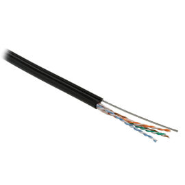 Кабель UTP 4 пары, Кат.5e, внеш., 0,51мм, PE, чёрный, 500м, Hyperline UUTP4-C5E-S24-SW-OUT-PE-BK-5