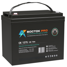 Батарея аккумуляторная CK-1275, (12В, 75Ач), Восток PRO 4614050020015
