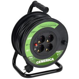 Катушка УК30 с термозащитой 4 места 2P+PE/30м 3х1,5мм2 GENERICA