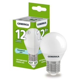 Лампа светодиодная G45 шар 12Вт 230В 6500К E27 GENERICA