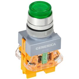 Кнопка управления D7-11D d=22мм 1NC+1NO с подсветкой зеленая GENERICA