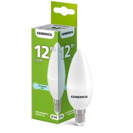 Лампа светодиодная C35 свеча 12Вт 230В 6500К E14 GENERICA