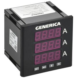 Амперметр цифровой щитовой трехфазный 96х96мм LED GENERICA