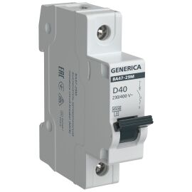 Автоматический выключатель ВА47-29М 1P 40А 4,5кА D GENERICA