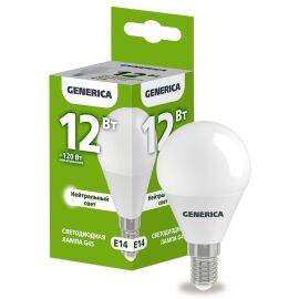 Лампа светодиодная G45 шар 12Вт 230В 4000К E14 GENERICA