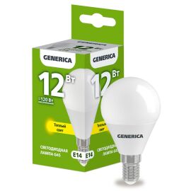 Лампа светодиодная G45 шар 12Вт 230В 3000К E14 GENERICA