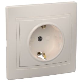 KVARTA Розетка 1-местная с заземлением с защитными шторками 16А кер. РСш10-3-Км кремовый GENERICA