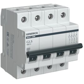 Автоматический выключатель ВА47-29М 4P 2,5А 4,5кА C GENERICA