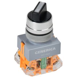 Переключатель D7-11X22 на 2 положения 1NC+1NO с самовозвратом черный GENERICA