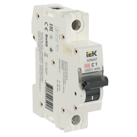 Выключатель автоматический ARMAT M06N 1P C 1А, IEK AR-M06N-1-C001