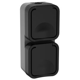 TORS Розетка 2-местная вертикальная 16А IP55 TS132 графит IEK