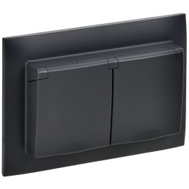 SKANDY Розетка 2-местная и крышкой 16А в сборе IP44 SK-R12Bl черный IEK