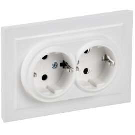 BRITE Розетка 2-местная с заземлением без защитных шторок 16А в сборе РС12-3-БрАБ арктический белый 