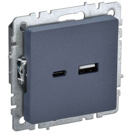 BRITE Розетка USB A+C 18Вт РЮ11-1-БрМ маренго IEK