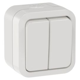 TORS Выключатель двухклавишный 10А IP55 TS305 белый IEK