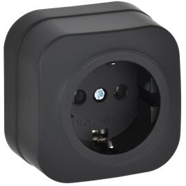 GLORY Розетка 1-местная для открытой установки с заземлением без защитных шторок 16А РС20-3-ХЧм черн