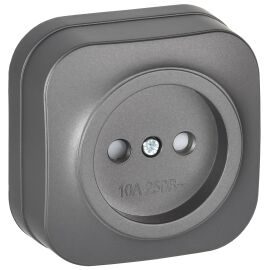 GLORY Розетка 1-местная для открытой установки без заземления с защитными шторками 10А РСш20-2-ХСм с