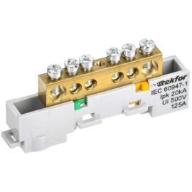 TEKFOR Шина PE "земля" неизолированная на универсальном держателе 8х12-6-Ж IEK