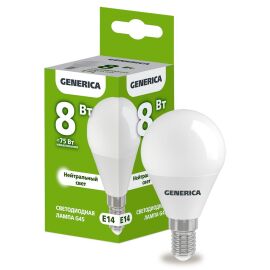 Лампа светодиодная G45 шар 8Вт 230В 4000К E14 GENERICA