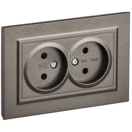 BRITE Розетка 2-местная без заземления с защитными шторками 10А в сборе РСш12-2-БрТБ темная бронза I