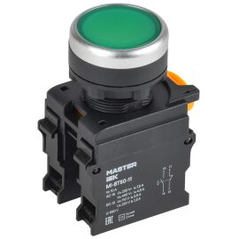 Кнопка d=22мм 1NO+1NC зелёная MASTER IEK