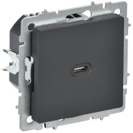 BRITE Розетка USB C 65Вт высокоскоростная зарядка РЮ12-1-БрГ графит IEK