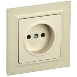 BRITE Розетка 1-местная без заземления без защитных шторок 10А в сборе РСР10-1-0-БрКр бежевый IEK