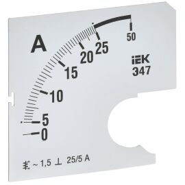 Шкала сменная для амперметра Э47 25/5А класс точности 1,5 72х72мм IEK